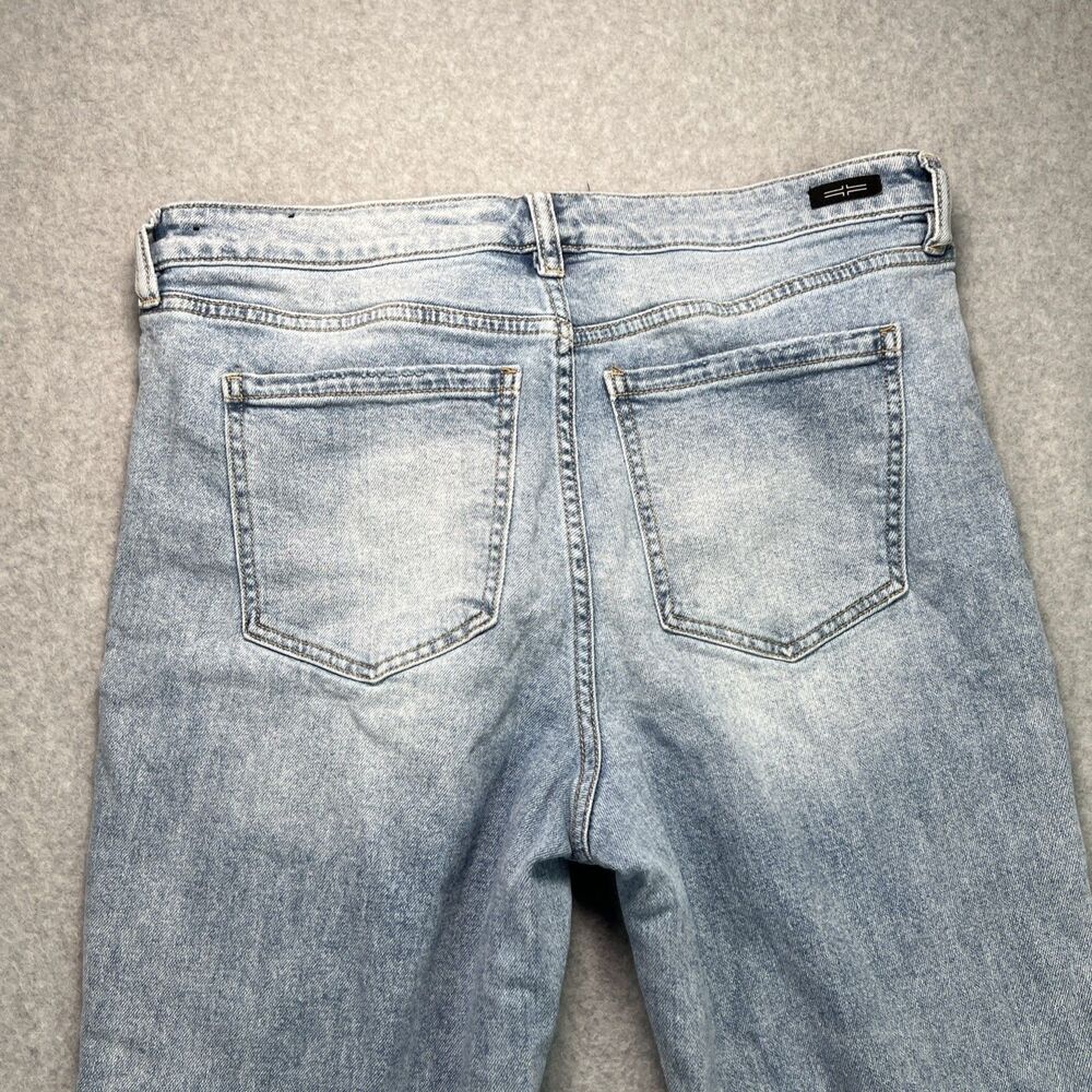 Liverpool Jeans Hannah Crop Flare Leg 12/31 Blue Distressed Denim Fray Hem Boho - Picture 13 of 16